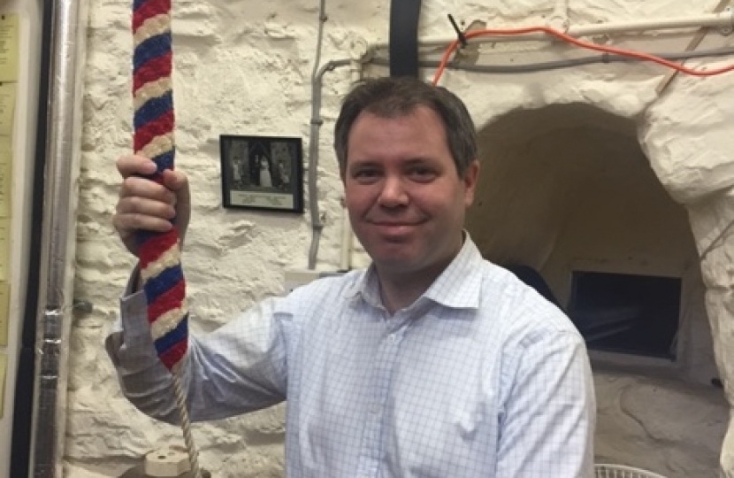 Edward being shown the ropes at Thurcaston Church bell ringing open day