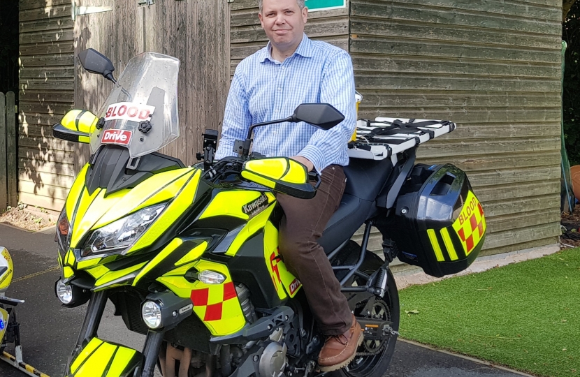 Edward supporting Leicestershire Blood Bikes