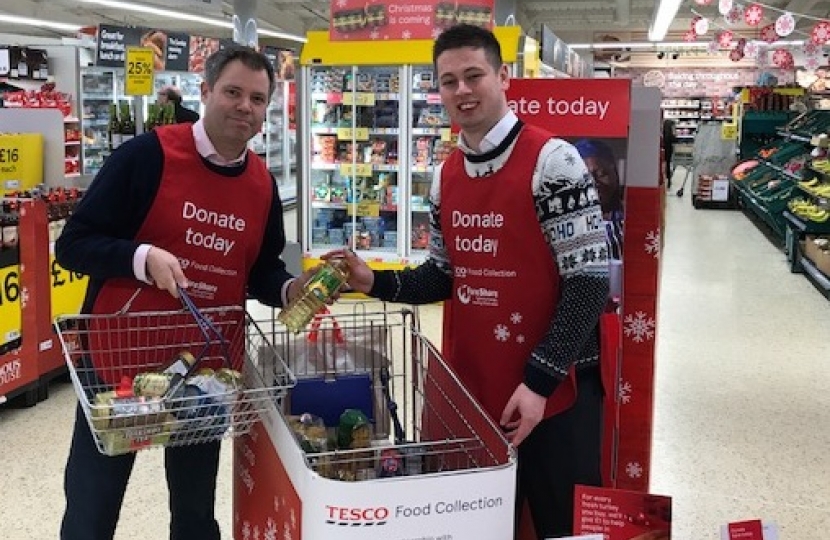 Edward with Hugh, the manager of Tesco in Syston