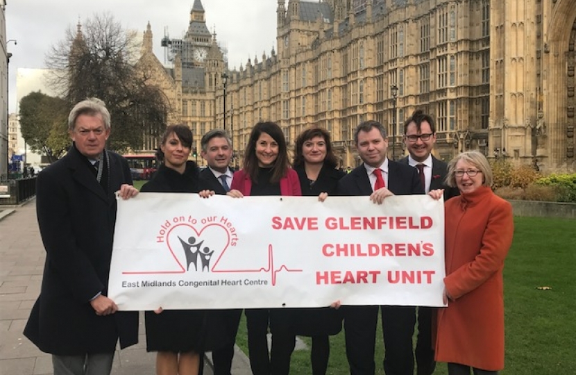 Edward with East Midlands MPs campaigning for Glenfield Children's Heart Unit