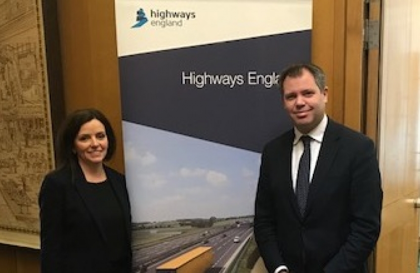Edward with Highways England's Midlands Operations Director, Catherine Brookes