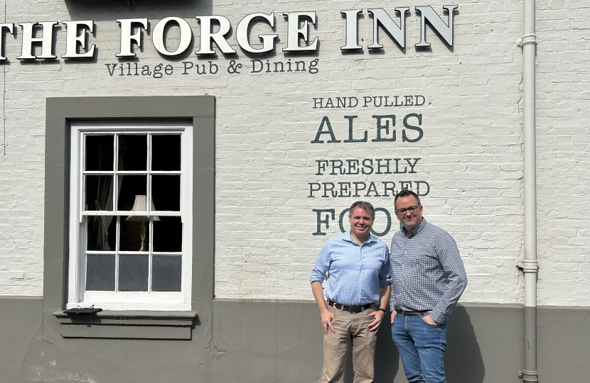 Edward with Sam outside the Forge Inn Glenfield