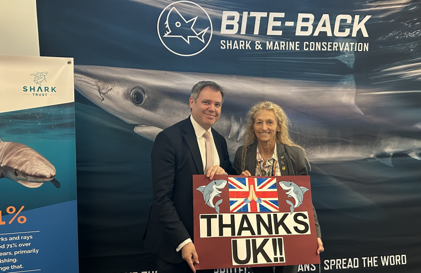 Edward with Christina Rees MP at Shark Fin Act Event