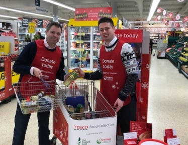 Edward with Hugh, the manager of Tesco in Syston