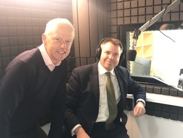 Edward recording an audiobook with W F Howes General Manager 