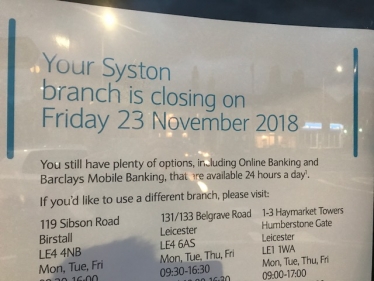 Syston Barclays Closure