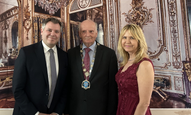Edward at the Syston Civic Reception with Council Chair Tom Barkley and Town Manager Catherine Voyce