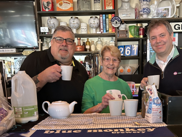Edward with Dave & Jean at the Macmillan Coffee Morning